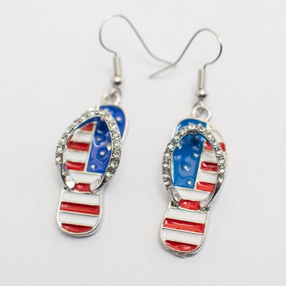 United States of America Shoe, Sandal Earrings American Flag, USA 4th of July - - Picture 7 of 10